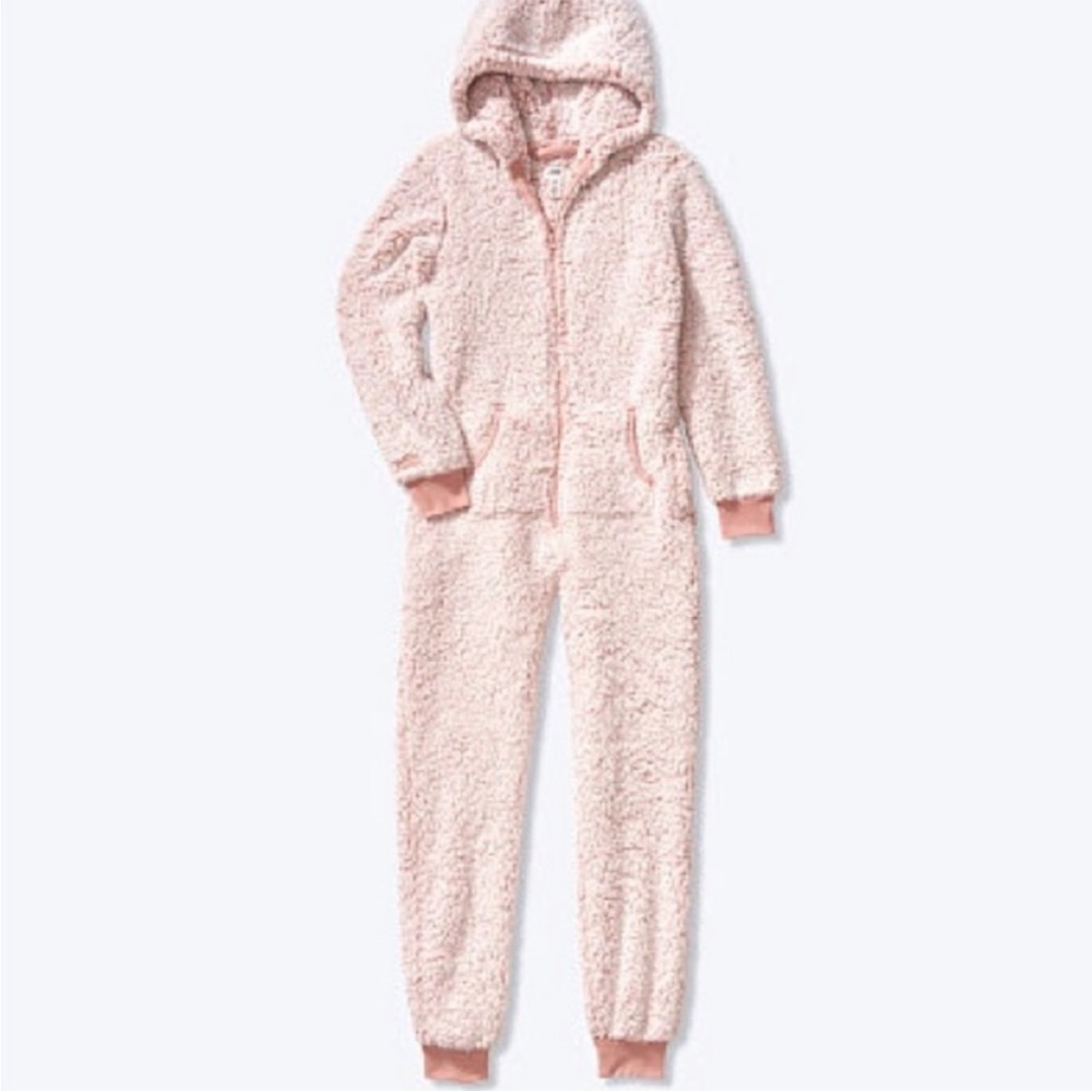 Victoria Secret Pink sherpa in misty rise onesie one piece pajamas